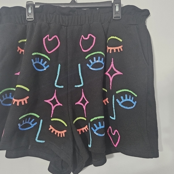 Queen of Sparkles Sequin Rainbow Faces Shorts - Picture 5 of 8